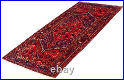 Vintage Bordered Hand-Knotted Carpet 4'6 x 9'3 Traditional Wool Rug