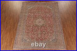 Vintage Floral Traditional Red/ Brown Rug 8x11 Hand-knotted for Living Room