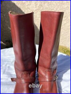 Vintage Frye Tall Campus Western Buckle Ox Blood Leather Boots USA Made Sz 5.5 B