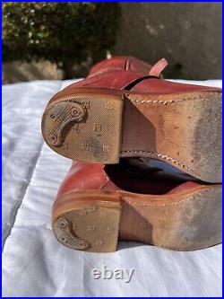 Vintage Frye Tall Campus Western Buckle Ox Blood Leather Boots USA Made Sz 5.5 B