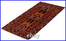 Vintage Hand-Knotted Area Rug 3'0 x 6'6 Traditional Wool Carpet