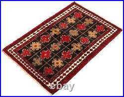 Vintage Hand-Knotted Area Rug 3'10 x 5'10 Traditional Wool Carpet