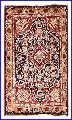 Vintage Hand-Knotted Area Rug 3'10 x 6'9 Traditional Wool Carpet