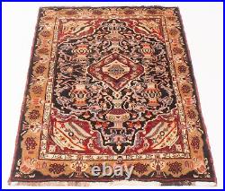 Vintage Hand-Knotted Area Rug 3'10 x 6'9 Traditional Wool Carpet
