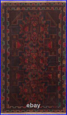 Vintage Hand-Knotted Area Rug 3'11 x 6'10 Traditional Wool Carpet