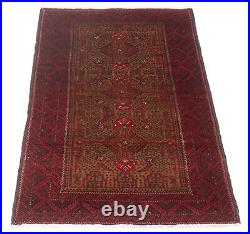 Vintage Hand-Knotted Area Rug 3'3 x 6'5 Traditional Wool Carpet