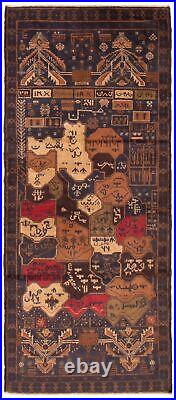 Vintage Hand-Knotted Area Rug 3'5 x 8'2 Traditional Wool Carpet