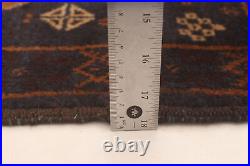 Vintage Hand-Knotted Area Rug 3'5 x 8'2 Traditional Wool Carpet