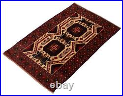 Vintage Hand-Knotted Area Rug 3'8 x 5'11 Traditional Wool Carpet