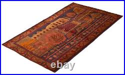 Vintage Hand-Knotted Area Rug 4'1 x 6'6 Traditional Wool Carpet
