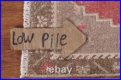 Vintage Red/ Brown Geometric Anatolian Turkish 1x3 Rug Handmade Low Pile Carpet